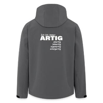 good - Men’s Recycled Softshell Jacket by Stanley/Stella - anthracite - Back - AI Model Male 185 light (185cm)