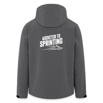 Addicted to Sprinting - Men’s Recycled Softshell Jacket by Stanley/Stella - anthracite - Back - AI Model Male 185 light (185cm)