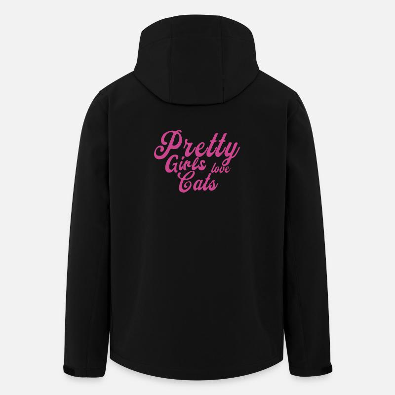 Pink Katzenliebe Spruch - Recycelte Männer Softshell-Jacke von Stanley/Stella - Schwarz