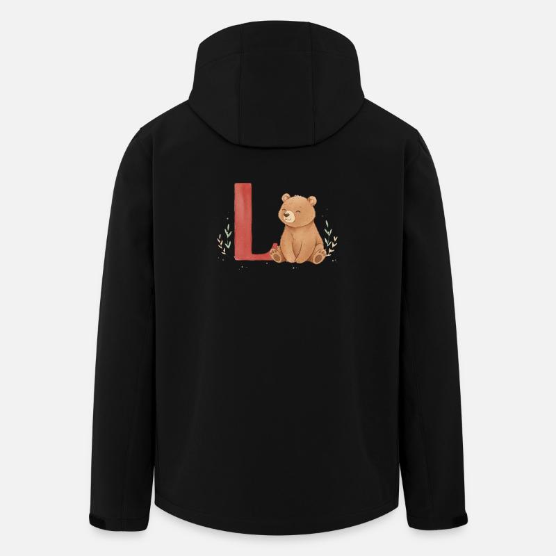 Ours aquarelle avec L rouge - Veste softshell homme en polyester recyclé Stanley/Stella - noir