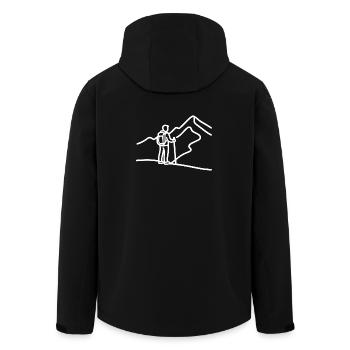 Minimalist hiker in front of mountain panorama - Men’s Recycled Softshell Jacket by Stanley/Stella - black - Back - AI Model Male 185 light (185cm)