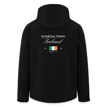 Donegal Town Ireland Coordinates Travel Souvenir - Men’s Recycled Softshell Jacket by Stanley/Stella - black - Back - AI Model Male 185 light (185cm)