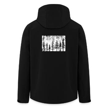 Monochrome Waldsilhouette - Recycelte Männer Softshell-Jacke von Stanley/Stella - Schwarz - Hinten - AI Model Male 185 light (185cm)