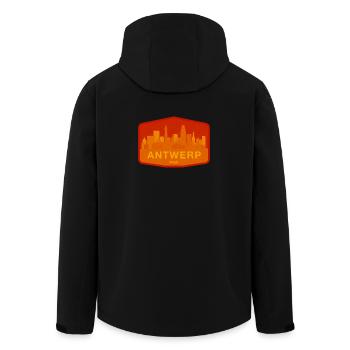 Orange chaud de la Skyline d’Anvers - Veste softshell homme en polyester recyclé Stanley/Stella - noir - Dos - AI Model Male 185 light (185cm)