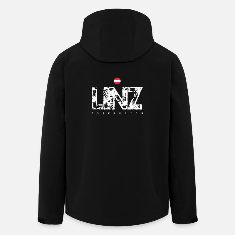 Linz Distressed City Text - Recycelte Männer Softshell-Jacke von Stanley/Stella - Schwarz