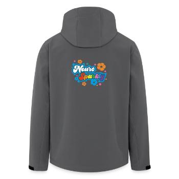 Neuro Sparkly Flower Rainbow Typography - Men’s Recycled Softshell Jacket by Stanley/Stella - anthracite - Back - AI Model Male 185 light (185cm)