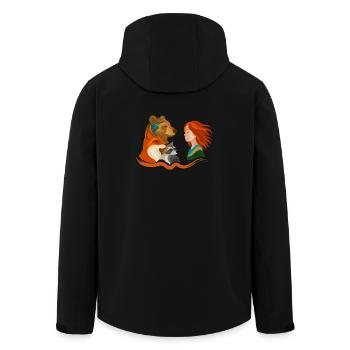Girl with red hair and forest animals - Men’s Recycled Softshell Jacket by Stanley/Stella - black - Back - AI Model Male 185 light (185cm)