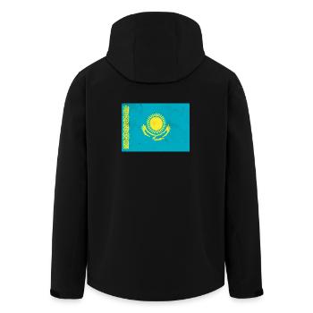 Flagge von Kasachstan - Recycelte Männer Softshell-Jacke von Stanley/Stella - Schwarz - Hinten - AI Model Male 185 light (185cm)