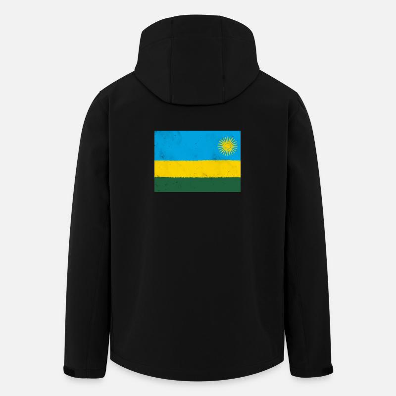 Drapeau du Rwanda - Veste softshell homme en polyester recyclé Stanley/Stella - noir