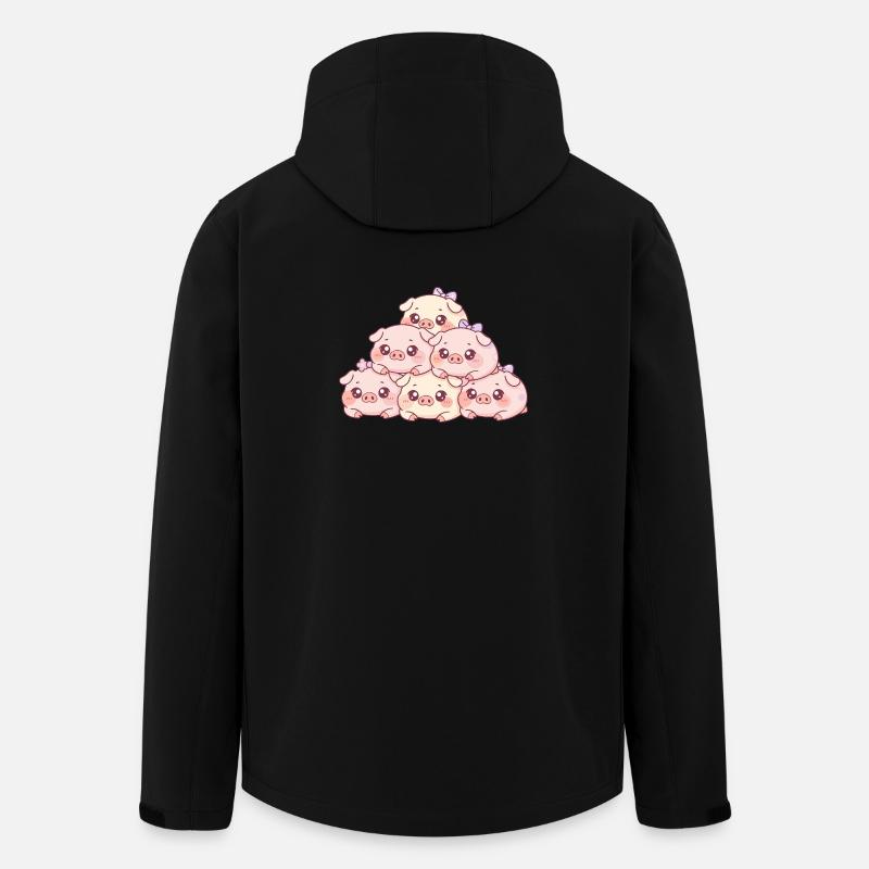 Pyramide de cochons câlins - Veste softshell homme en polyester recyclé Stanley/Stella - noir
