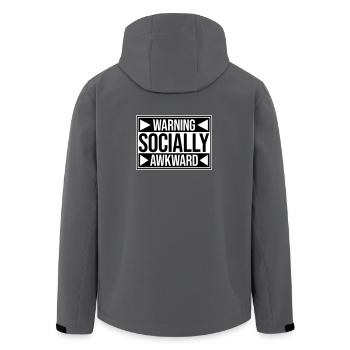 Warning Socially Awkward Funny Social Clumsy - Men’s Recycled Softshell Jacket by Stanley/Stella - anthracite - Back - AI Model Male 185 light (185cm)