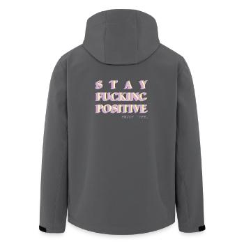 Reste positif, déclaration de faute de frappe - Veste softshell homme en polyester recyclé Stanley/Stella - charbon - Dos - AI Model Male 185 light (185cm)