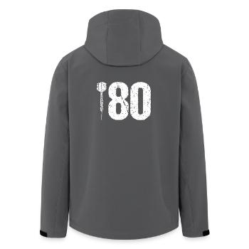 DART DARTS 180 ONEHUNDREDANDEIGHTY DARTSPIELER - Recycelte Männer Softshell-Jacke von Stanley/Stella - Anthrazit - Hinten - AI Model Male 185 light (185cm)