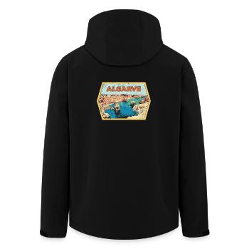 Retro-Abzeichen, Algarve Portugal, Strand Sommersonne - Recycelte Männer Softshell-Jacke von Stanley/Stella - Schwarz - Hinten - AI Model Male 185 light (185cm)