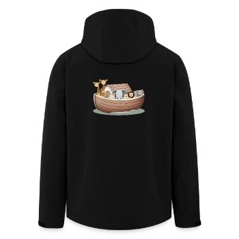 Niedliche Tierillustration – Arche Noah mit Tieren - Recycelte Männer Softshell-Jacke von Stanley/Stella - Schwarz - Hinten - AI Model Male 185 light (185cm)