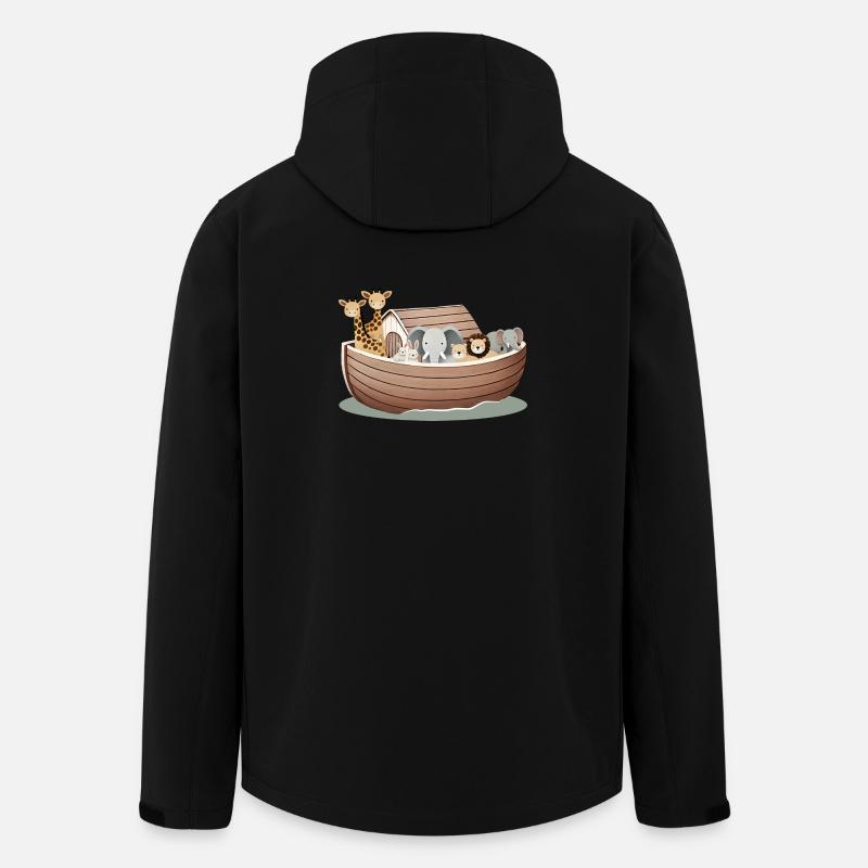 Niedliche Tierillustration – Arche Noah mit Tieren - Recycelte Männer Softshell-Jacke von Stanley/Stella - Schwarz