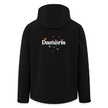 Beau prénom de fille avec des papillons DAMARIS - Veste softshell homme en polyester recyclé Stanley/Stella - noir - Dos - AI Model Male 185 light (185cm)