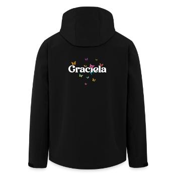 Beau prénom de fille avec des papillons GRACIELA - Veste softshell homme en polyester recyclé Stanley/Stella - noir - Dos - AI Model Male 185 light (185cm)