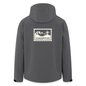 Mountain peak with cable car design - Men’s Recycled Softshell Jacket by Stanley/Stella - anthracite - Back - AI Model Male 185 light (185cm)