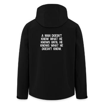 a man doesn't know what he knows until he - Recycelte Männer Softshell-Jacke von Stanley/Stella - Schwarz - Hinten - AI Model Male 185 light (185cm)