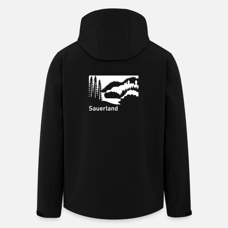 Sauerland Silhouette Landschaft Autobahnschild - Recycelte Männer Softshell-Jacke von Stanley/Stella - Schwarz