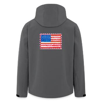 MAKE_AMERICA_HUMAN_AGAIN-_A5 - Recycelte Männer Softshell-Jacke von Stanley/Stella - Anthrazit - Hinten - AI Model Male 185 light (185cm)