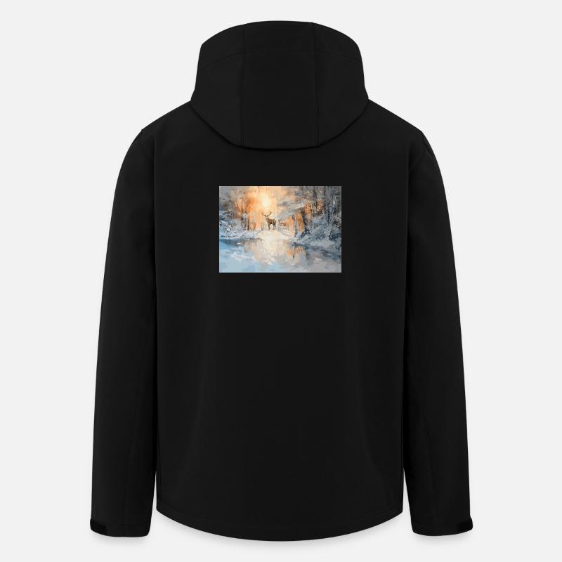 Majestätische Hirsche im Winterwald  - Recycelte Männer Softshell-Jacke von Stanley/Stella - Schwarz