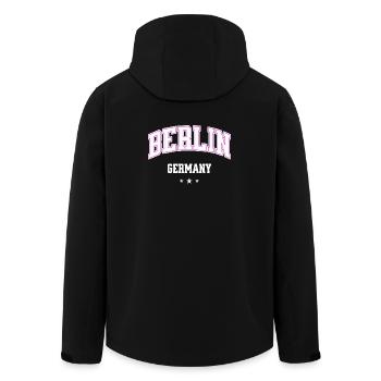 Berlin Pink Varsity Germany - Men’s Recycled Softshell Jacket by Stanley/Stella - black - Back - AI Model Male 185 light (185cm)