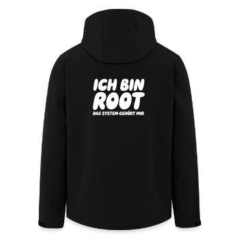 Ich bin Root – Das System gehört mir - Recycelte Männer Softshell-Jacke von Stanley/Stella - Schwarz - Hinten - AI Model Male 185 light (185cm)