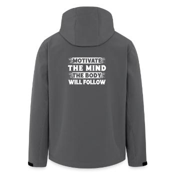 Powerlifting Bodybuilder Motivate Mind Body Follow - Recycelte Männer Softshell-Jacke von Stanley/Stella - Anthrazit - Hinten - AI Model Male 185 light (185cm)