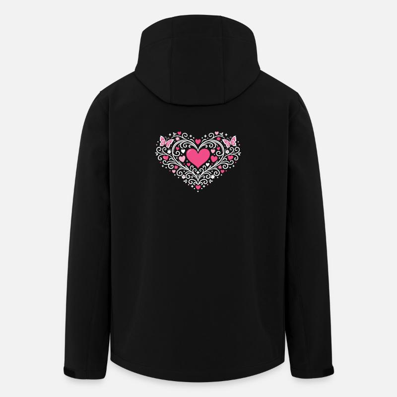 Herzverzierte Rosen Schmetterlinge - Recycelte Männer Softshell-Jacke von Stanley/Stella - Schwarz