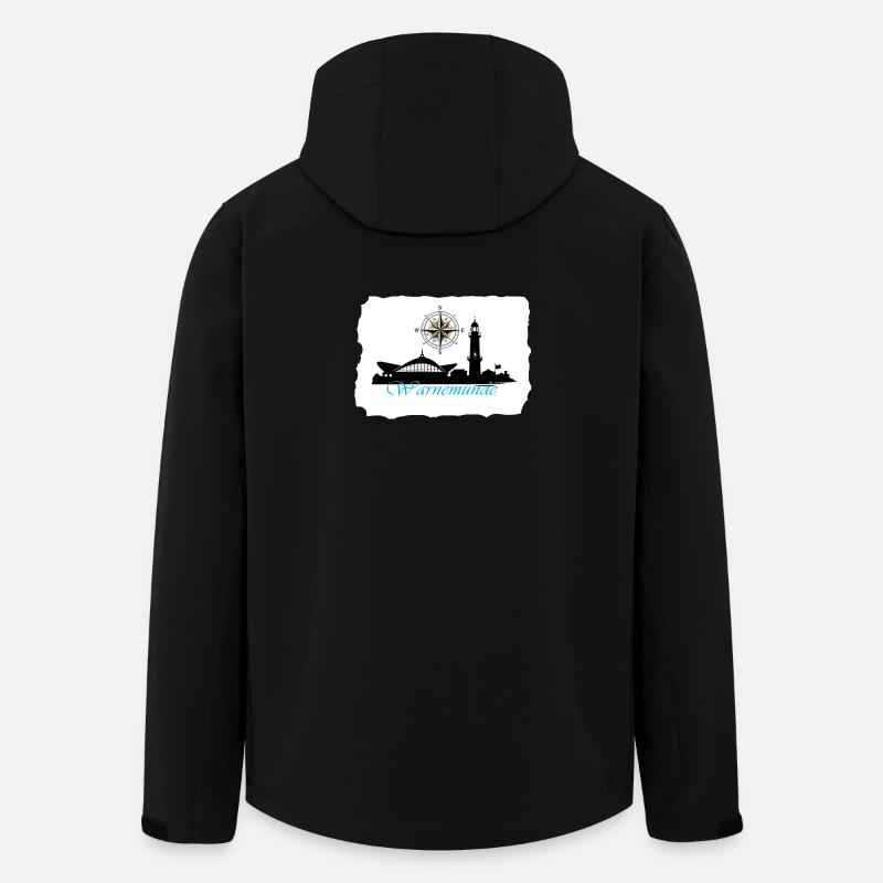 Warnemünde Compass & Lighthouse Silhouette - Men’s Recycled Softshell Jacket by Stanley/Stella - black