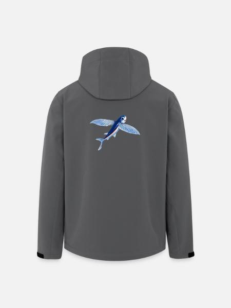 Poisson volant en orange bleu - Veste softshell homme en polyester recyclé Stanley/Stella - noir