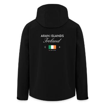 Aran Islands Ireland Coordinates Travel Souvenir - Men’s Recycled Softshell Jacket by Stanley/Stella - black - Back - AI Model Male 185 light (185cm)