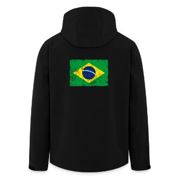 Brasilien Flagge Vintage-Effekt - Recycelte Männer Softshell-Jacke von Stanley/Stella - Schwarz - Hinten - AI Model Male 185 light (185cm)