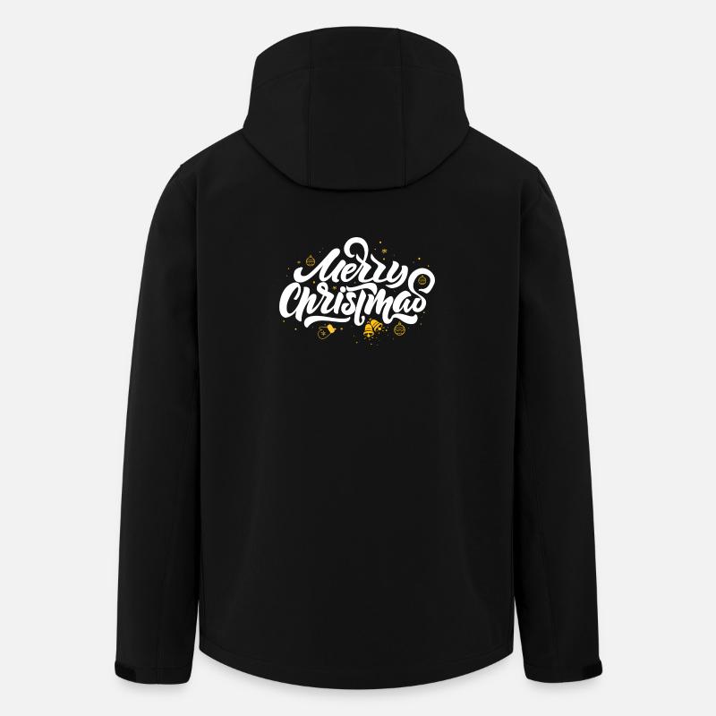Merry Christmas Script & Ornaments - Men’s Recycled Softshell Jacket by Stanley/Stella - black