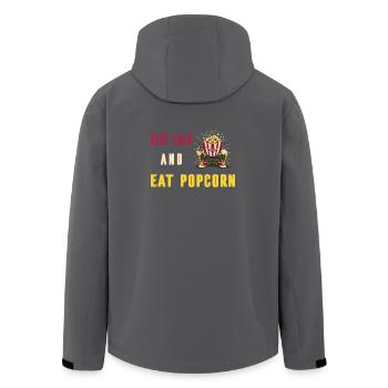 Ruhe bewahren und Popcorn essen - Recycelte Männer Softshell-Jacke von Stanley/Stella - Schwarz - Hinten - AI Model Male 185 light (185cm)