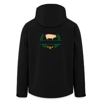 Pig in green laurel wreath - Men’s Recycled Softshell Jacket by Stanley/Stella - black - Back - AI Model Male 185 light (185cm)