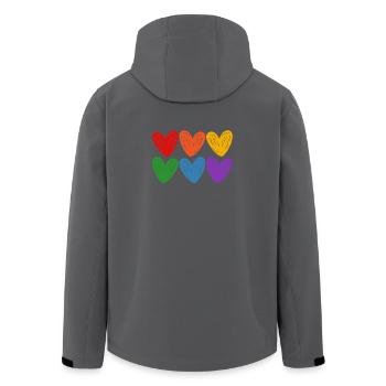 LGBTQIA rainbow hearts - Men’s Recycled Softshell Jacket by Stanley/Stella - black - Back - AI Model Male 185 light (185cm)