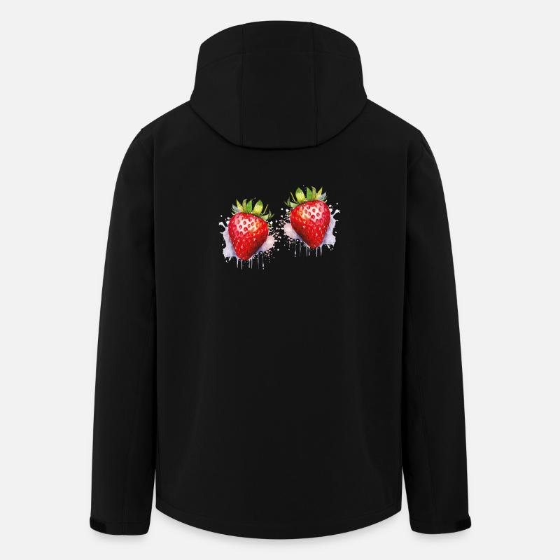 Wasserfarbene Erdbeeren - Recycelte Männer Softshell-Jacke von Stanley/Stella - Schwarz