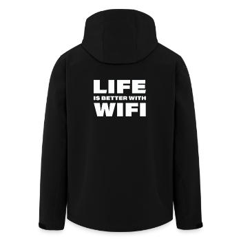 LA VIE EST MEILLEURE AVEC LE WIFI - Veste softshell homme en polyester recyclé Stanley/Stella - noir - Dos - AI Model Male 185 light (185cm)