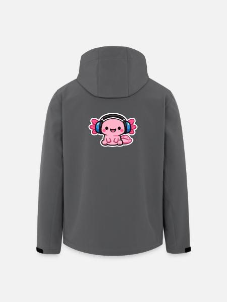 Cuddly Headphone Dragon axolotl - Men’s Recycled Softshell Jacket by Stanley/Stella - black