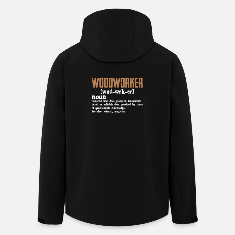 Rustikales Holzwerker Typo-Design - Recycelte Männer Softshell-Jacke von Stanley/Stella - Schwarz