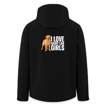 I Love Hairy Lab Girls Labrador Retriever - Men’s Recycled Softshell Jacket by Stanley/Stella - black - Back - AI Model Male 185 light (185cm)