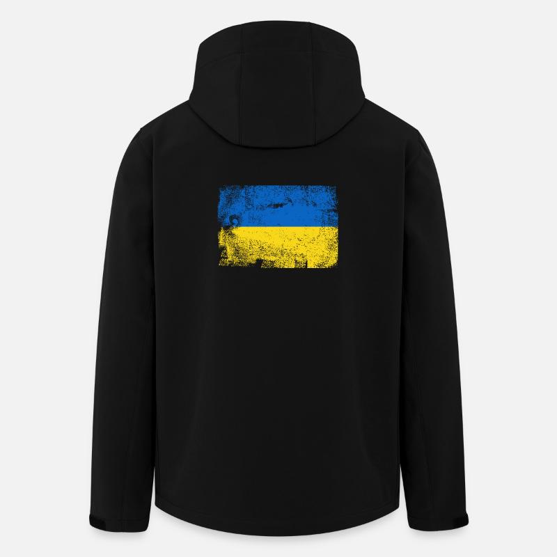 Brushed Ukrainian Flag Palette - Men’s Recycled Softshell Jacket by Stanley/Stella - black