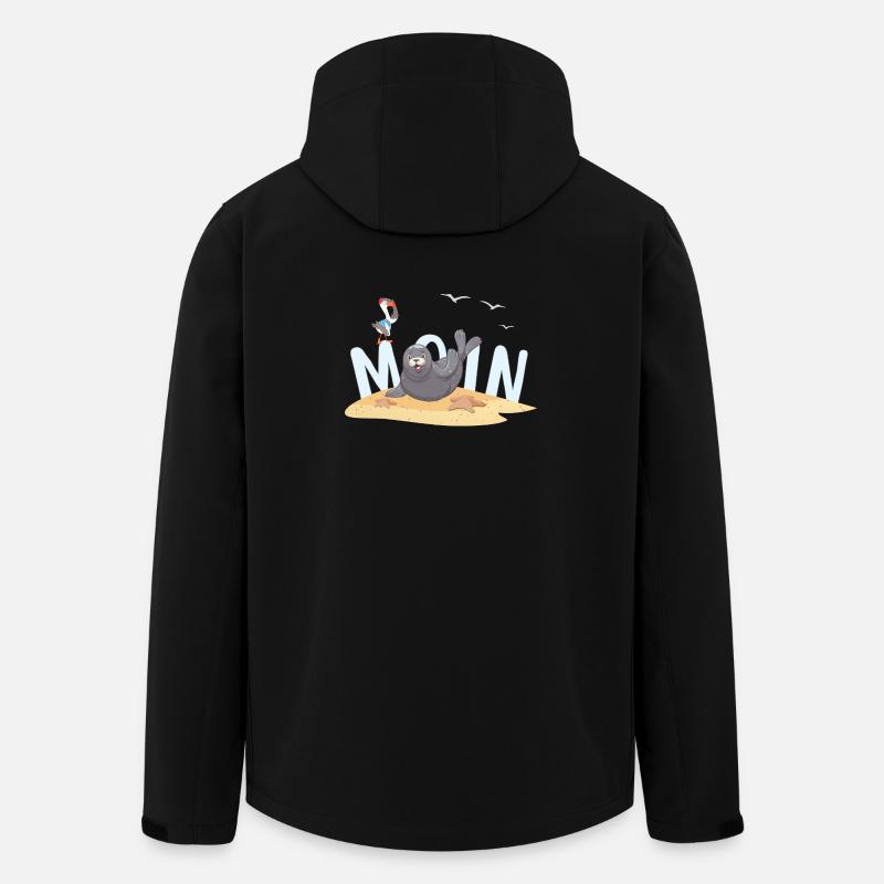 Moin Robbe Möwe Strand - Recycelte Männer Softshell-Jacke von Stanley/Stella - Schwarz