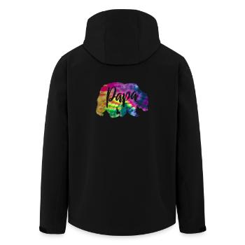 Bear Father Batik Tie Dye Bear - Men’s Recycled Softshell Jacket by Stanley/Stella - black - Back - AI Model Male 185 light (185cm)
