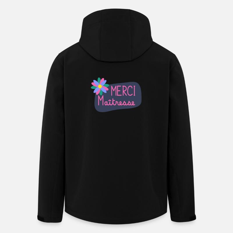 MAÎTRESSE. MAITRE. MERCI. MERCI MAÎTRESSE - Veste softshell homme en polyester recyclé Stanley/Stella - noir