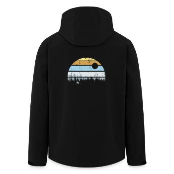 Ruhige Wald-Sonnenuntergangsszene - Recycelte Männer Softshell-Jacke von Stanley/Stella - Schwarz - Hinten - AI Model Male 185 light (185cm)