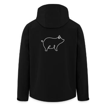 Dessin de cochon – symbole de bonheur et de nature - Veste softshell homme en polyester recyclé Stanley/Stella - noir - Dos - AI Model Male 185 light (185cm)